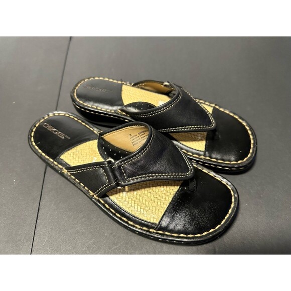 Cherokee Shoes - Cherokee Black Leather Platform Sandals Size 8